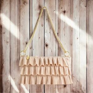 Elegant Cream Ruffled Women's Bag